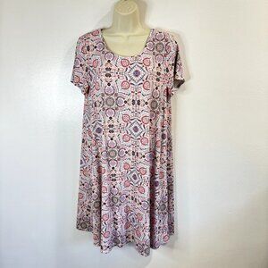 Talbots T-shirt Dress Size Medium M Colorful Paisley Floral Jersey Stretch Boho